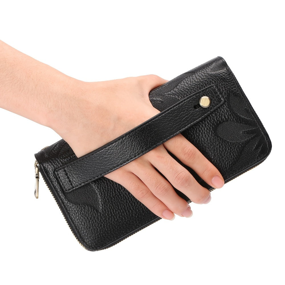 Phone Wallet for Women, Large Capacity RFID Blocking Bifold Clutch with Wrist Strap, Holds Any Smartphone, 24 Card Slots, Genuine Leather, Fits All Phones - Best Deal