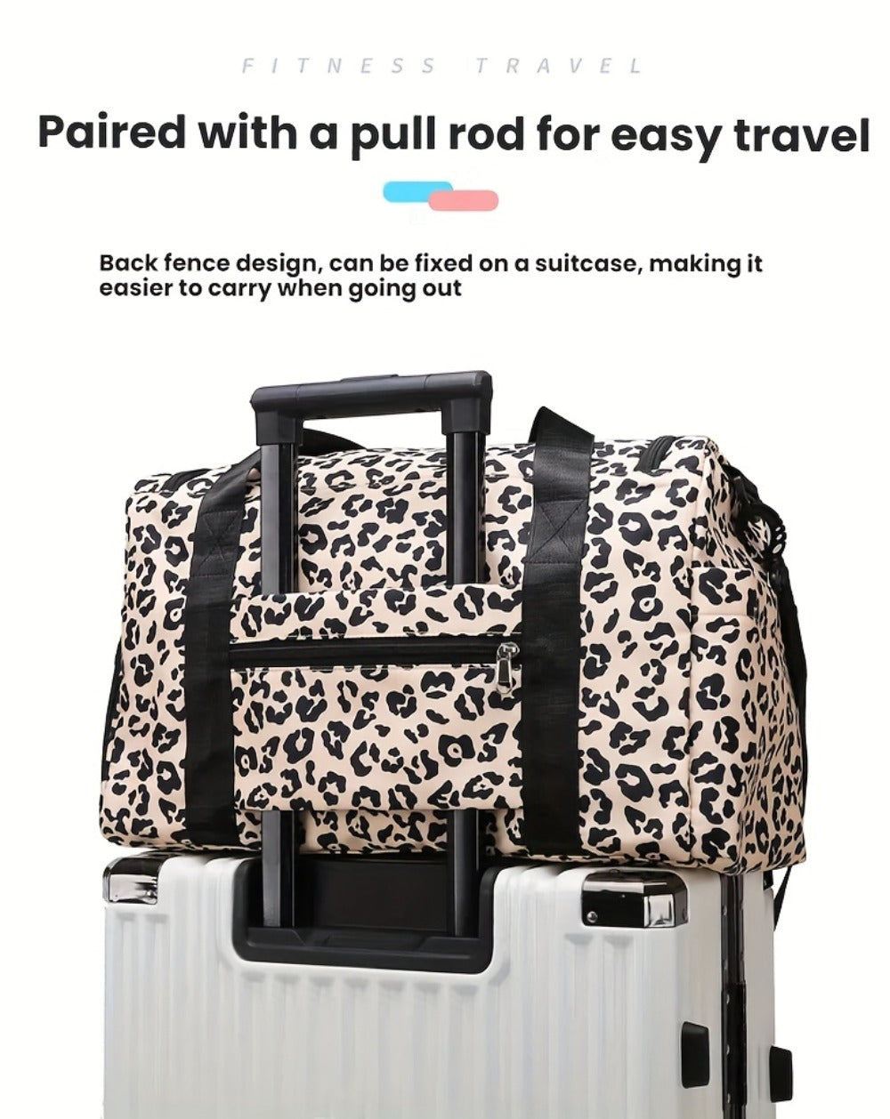 Large Size Large-Capacity Leopard Print Travel Duffel Bag with Multiple Compartments, Shoe Compartments And Spacious Overnight Carry-On Design-Durable Nylon Leisure Sports Fitness Bag, Suitable for Women, Gym, Travel, Weekend Travel, Fitness Bag