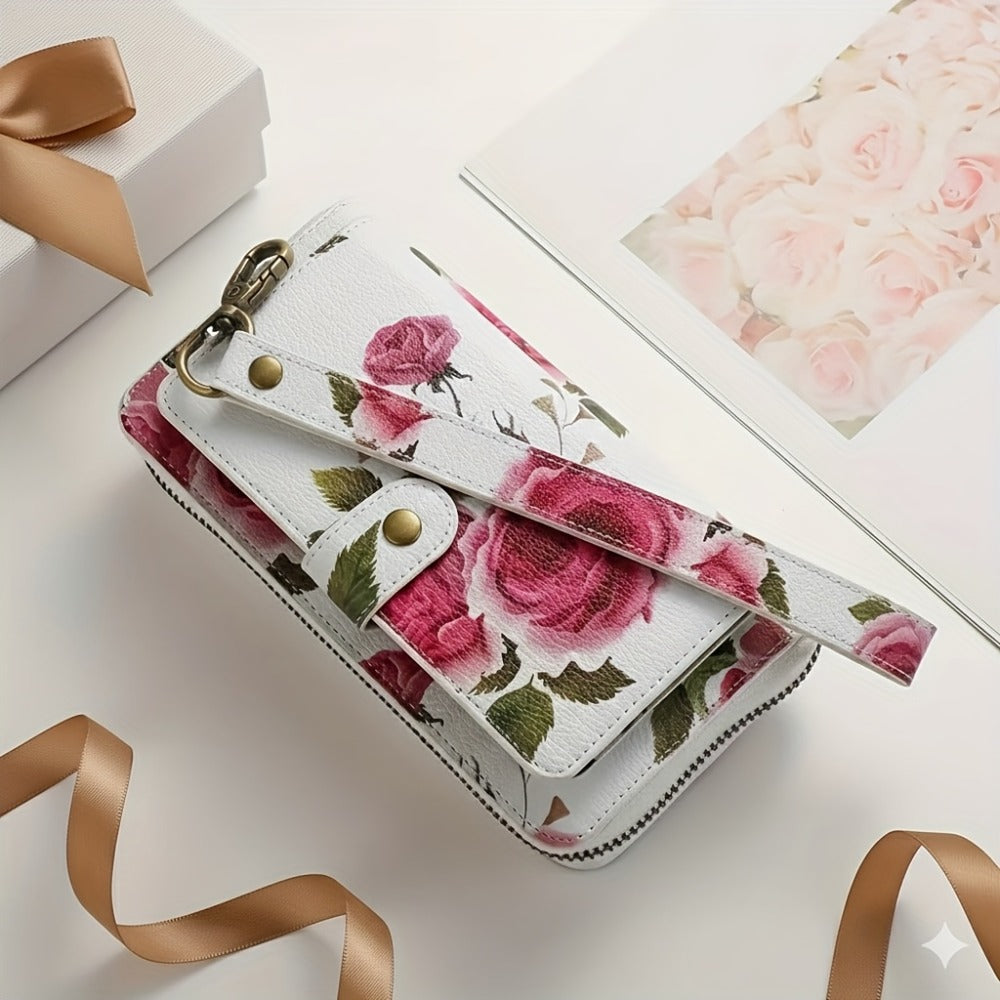 1pc Elegant Floral Clutch Wallets for Women- Zipper Handbag Fashion Large Capacity Long Wallet Clutch Bag Phone Bag Multi-card Card Holder Coin Purse for Women Wallet Set