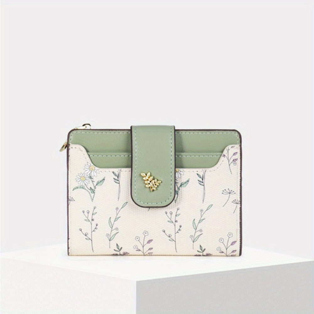 Chic Floral Wallet for Women - Compact Card Holder with Snap Closure