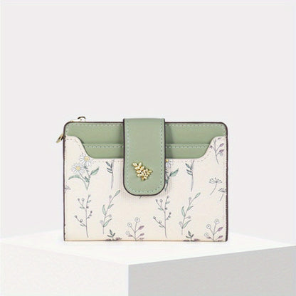Chic Floral Wallet for Women - Compact Card Holder with Snap Closure