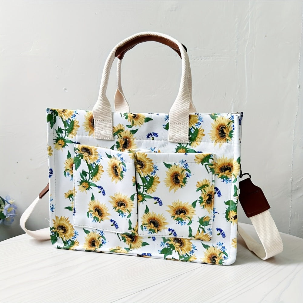 Tote Bag Multiple Pockets Crossbody Bag for Women, Great for Books, Notebook Bag, Travel Bag, Bible Bag, Adjustable Straps
