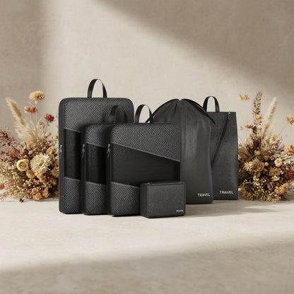 Six Compression Packing Cubes Designed for Travel - Perfect for Saving Luggage Space And Organizing Effortlessly. Essential Additions for Quick Packing And Unpacking, Ideal for Business Trips, Cruises, Camping, And Family Vacations