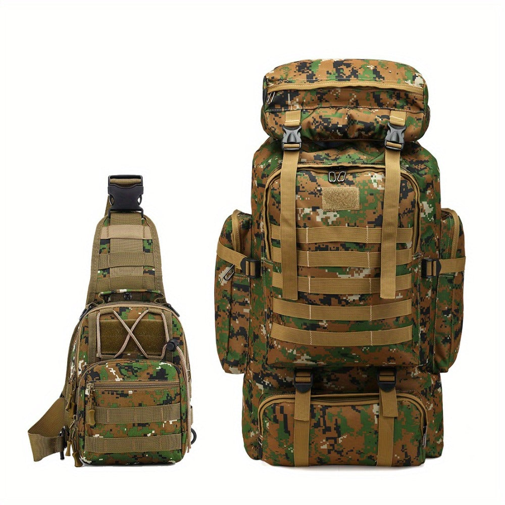 Set of 2pcs 21.13gal Spacious Multifunctional Camouflage Tactical Hiking Backpacks Featuring Various Compartments And a MOLLE System, Ideal for Outdoor Adventures, Camping, Trekking