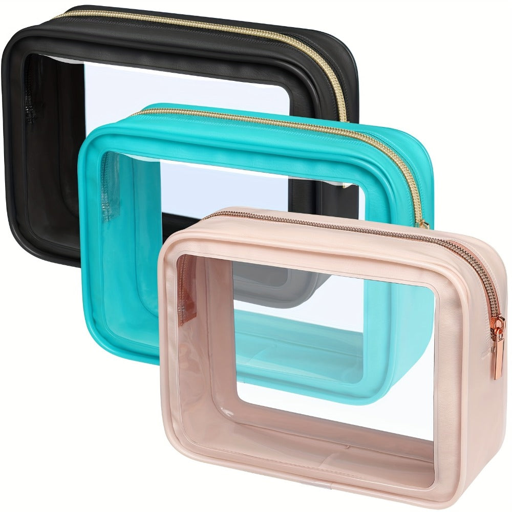 TSA Approved Toiletry Bag - Upgrade Color-Edged Clear Makeup Bags, Clear Toiletry Bags for Traveling Fits Various Storage Needs