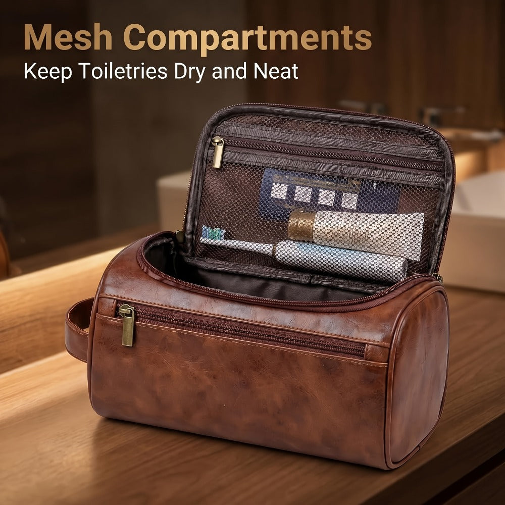 Large Capacity Men's Toiletry Bag, Portable High Quality PU Makeup Bag, Simple Travel Handbag for Business Trips