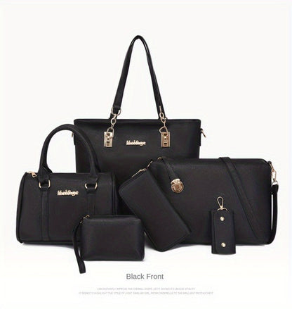 6pcs Retro Large Crossbody Bag with Adjustable Strap & Zipper Closure - Multi-Piece Bun Female Bag Set,/ Shoulder Purse Suitable for, Travel, Daily Use,Portable