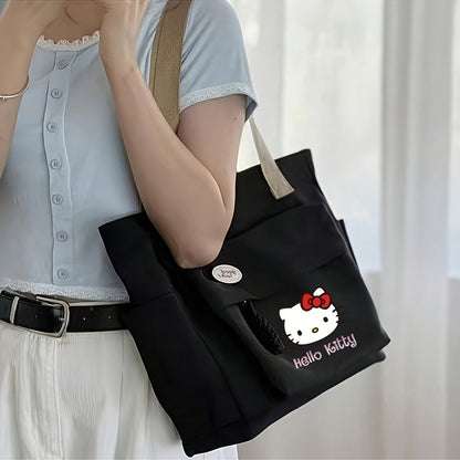 Sanrio Hello Kitty Tote Bag, Briefcase Laptop Bag - Large Capacity Multi-Pocket Durable Nylon Handbag with Zipper Closure, And, Perfect for Commuting, Travel, And Casual Outings