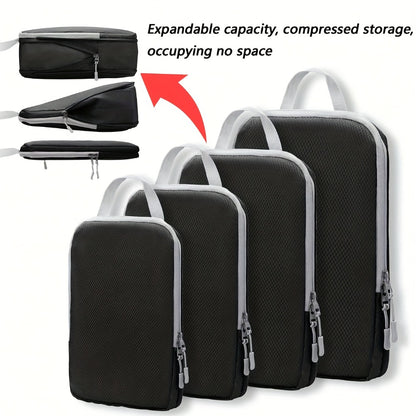4pcs Set of Multi-functional Luggage Compression Packaging Boxes, Lightweight Travel Luggage Storage Bag Set with Shoe Bags, Expandable Luggage Storage Bag, Space-saving Must-have Accessories for Travel.