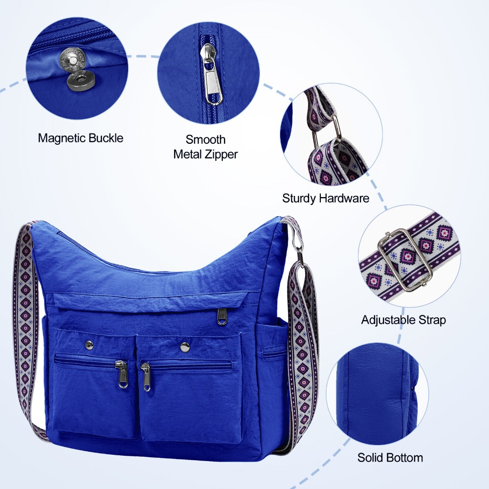 Nylon Crossbody Bag Set (2PCS) for Women and Men– Lightweight Waterproof Multi-Pocket Shoulder Bags, Lightweight Travel Purses, Casual Messenger Handbags for Daily Use, Work, Shopping, Outdoor