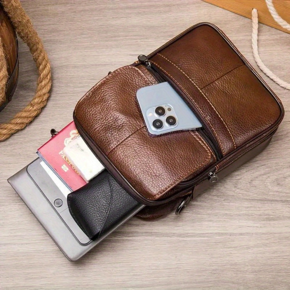 Men's Crossbody Bag – Genuine Leather, Large Capacity, for Travel & Work | Bag Vero – detail view 7