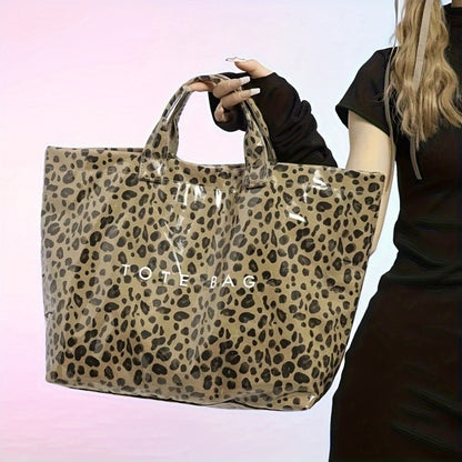 Women'S High Quality PVC And Wrinkle Paper Transparent Handbag - Large 13.2-Inch Transparent Shoulder Bag with 2 Compartments, White Letter Printed Design, Suitable for Work, Travel, Beach, And Daily Use, High Quality Bag