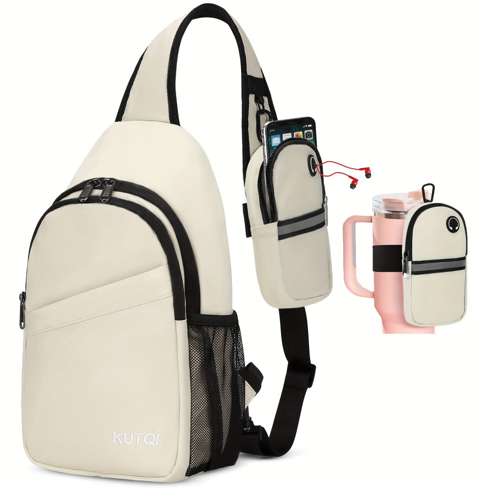 Sling Backpack Crossbody Sling Bag with Detachable Phone Pouch for Women Men Multipurpose Travel Hiking Chest Bag
