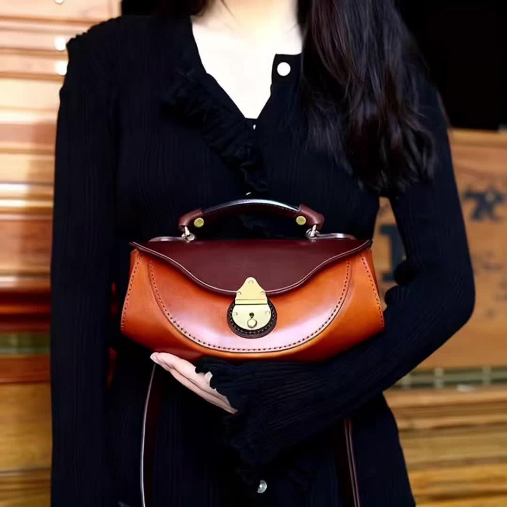 a Stylish Handheld Crossbody Bag Featuring a Boat Bow Design in Dark Brown, Offering Ample Storage with a Zipper Closure. It'S Lightweight And Durable, Perfect for Commuting, Work, Casual Outings, Shopping, Parties, Or As a Gift