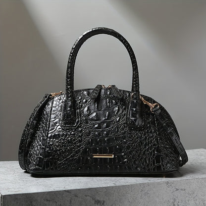 Luxurious Crocodile Print Top Handle Satchel Bag - Stylish Crossbody Design, Spacious Interior, Magnetic Snap Closure, Adjustable Shoulder Strap - Women'S Fashion Handbag, Boston Purse, Perfect for Work, Travel, And Daily Use