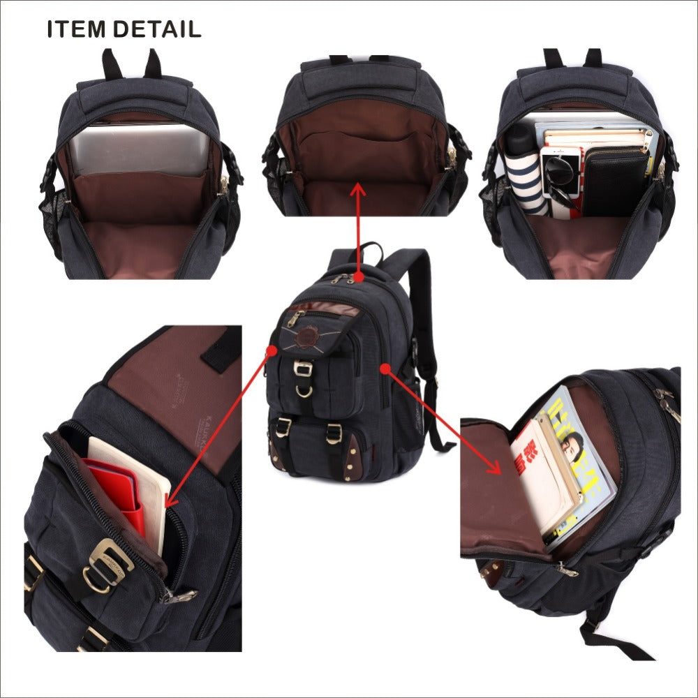 Travel Backpack – Canvas, Large Capacity, for Travel & School | Bag Vero – detail view 12
