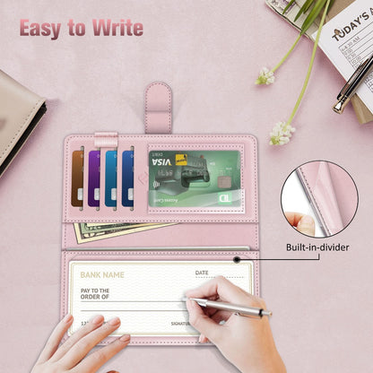 Fintie Checkbook Cover for Personal Checkbook, RFID Blocking Big Capacity Standard Register Duplicate Checks with Pen Holder, Cards Slots