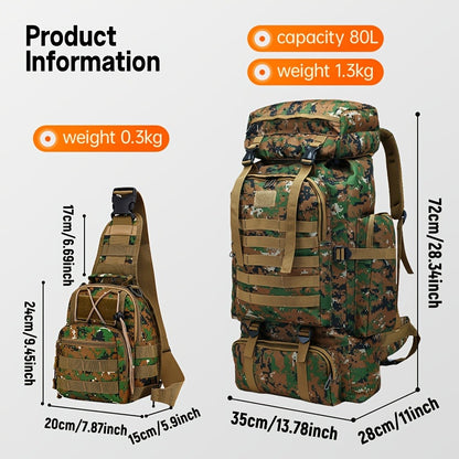 Set of 2pcs 21.13gal Spacious Multifunctional Camouflage Tactical Hiking Backpacks Featuring Various Compartments And a MOLLE System, Ideal for Outdoor Adventures, Camping, Trekking