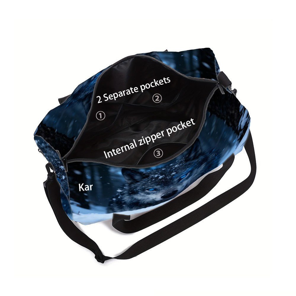 Snowy Plain Wolf Print Adjustable Strap Machine Washable for Gym Large Capacity with Side/ Inner Pockets Travel Unisex Fitness Yoga Bag - Durable Daily Use (Great Gift) Suitcase-Fixable