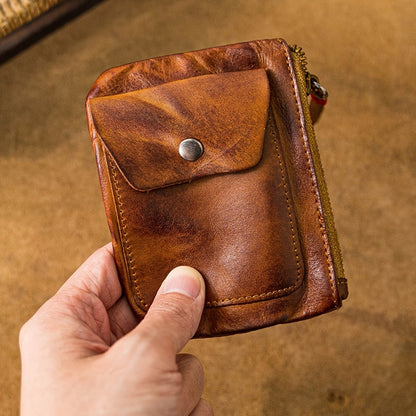 Viking Wallet Sporran Credit Card Package 1pc Leather Zipper Coin Purse Wallet with Card Slots, Snap Coin Organizer, Change Holder, Card Case, Leather Zipper Storage Bag for Men & Women