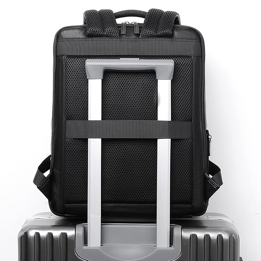 Laptop Backpack – 15.6 Inch, Genuine Leather, USB Charging, for Travel & Work | Bag Vero – detail view 12