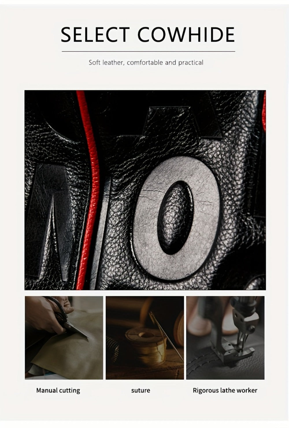 Head Layer Cowhide Letter Bag, Fashionable Motorcycle Bag, Tote Bag, Genuine Leather Women'S Bag, Handbag, Shoulder Bag, Fashionable Hand-held Crossbody Bag