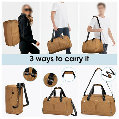 Large Capacity Travel Duffel with Shoe Compartment & Wet Pocket - Heavy-Duty Gym, Weekend, Overnight Backpack - Adjustable Strap, Spacious Interior - Durable Polyester Suitcase Replacement for Men & Women - Ideal for Business, Vacation, Sports