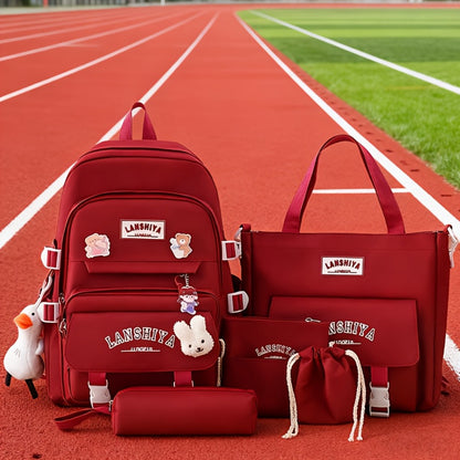 2025 New Arrival 5pcs Backpack Set, Large-Capacity, Stylish, Lightweight & High-Appearance For Daily Commute, Leisure And Travel