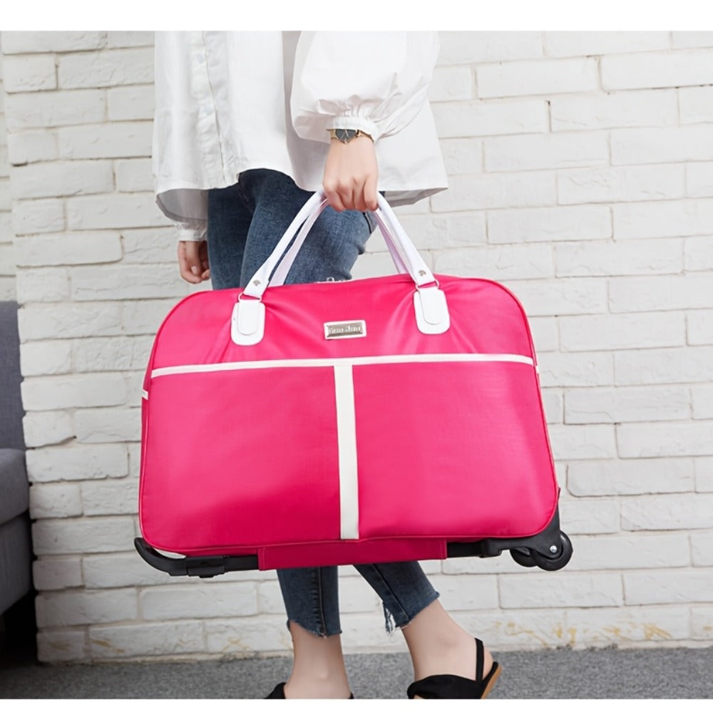 Rolling Duffel Bag Women Large Capacity Lightweight Travel Tote Carry On Luggage with Wheels Foldable Weekender Bag for Students Short Trips Christmas Gifts
