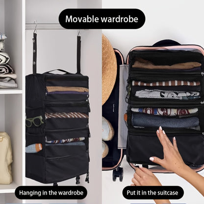 Four-layer Multi-functional Hanging Luggage Organizer, Large-capacity Clothing Storage Bag for Business Travel, Suitcase Organizer with Hooks, Wardrobe Hanging Storage, Car Travel Organizer, Camping and Outdoor Clothing Organization