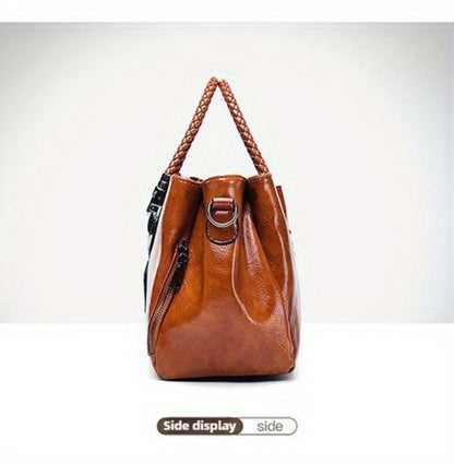 Women'S Vintage Large Capacity Hand Tote Bag - Single Shoulder Design with Detachable Straps, Perfect for Everyday Use