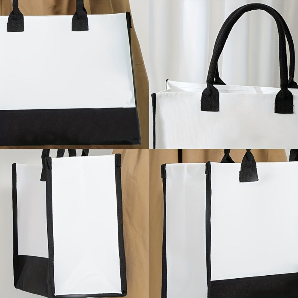 1pc of a Large Capacity Tote Bag Titled 'Born to Dance', Which Is Lightweight And Foldable, Featuring a Black Border And a Dancer Silhouette. It Makes an Ideal Gift for Dancers, Teachers, And for Everyday Use As a Dance Bag