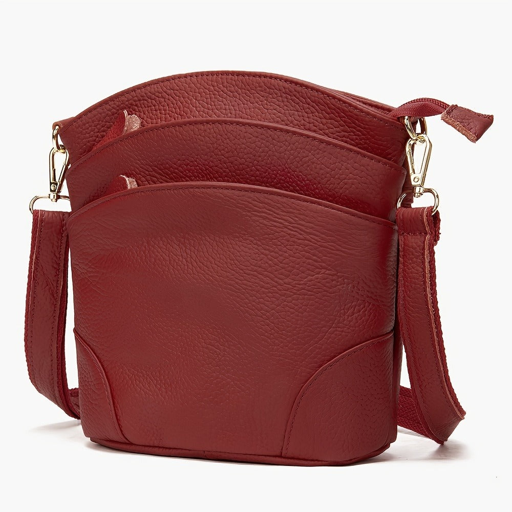 Premium Genuine Leather Crossbody Bag - Luxurious, Versatile, And Spacious with Ample Storage - Handbag Purse Cross Body Organizer Smart Phone Pockets