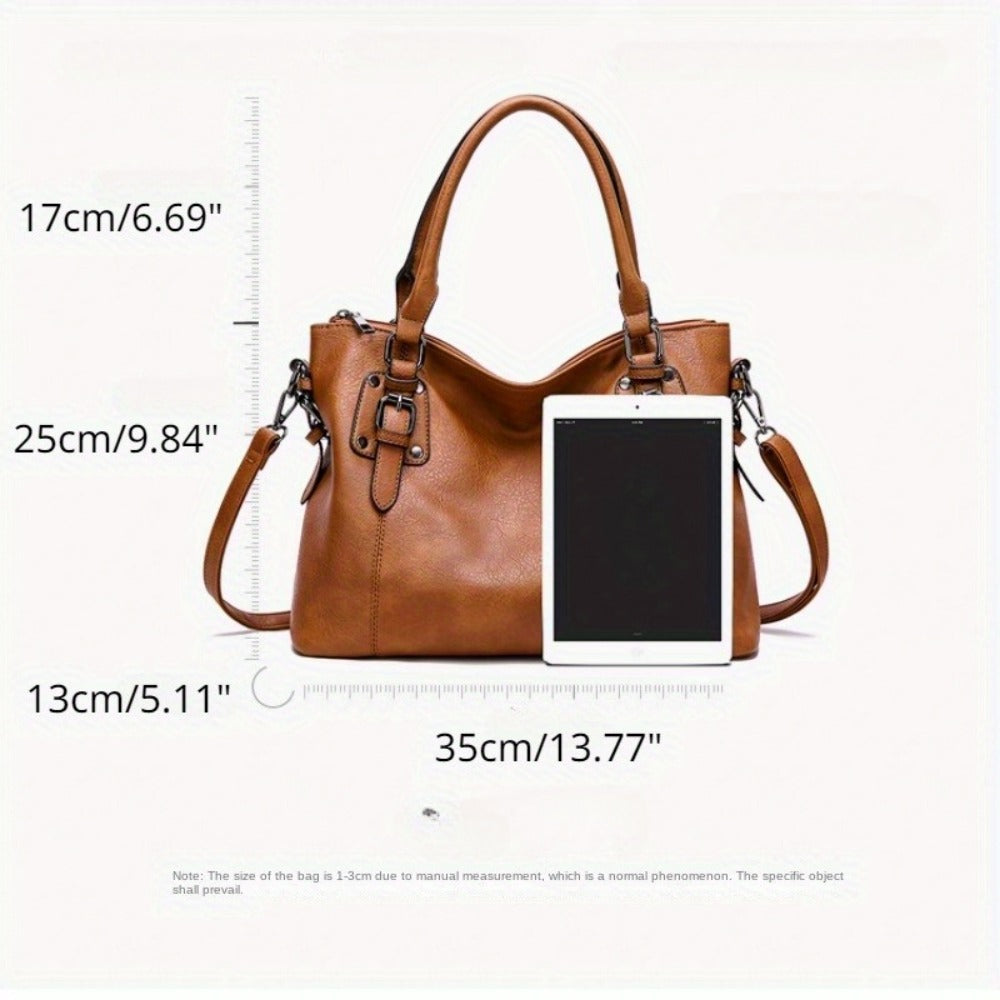 Women's Large Capacity Vintage Crossbody Bag with Detachable Strap - Zipper Closure Handbag Suitable for, Travel, Everyday Use - & -Care (Not Machine Washable) - Purse