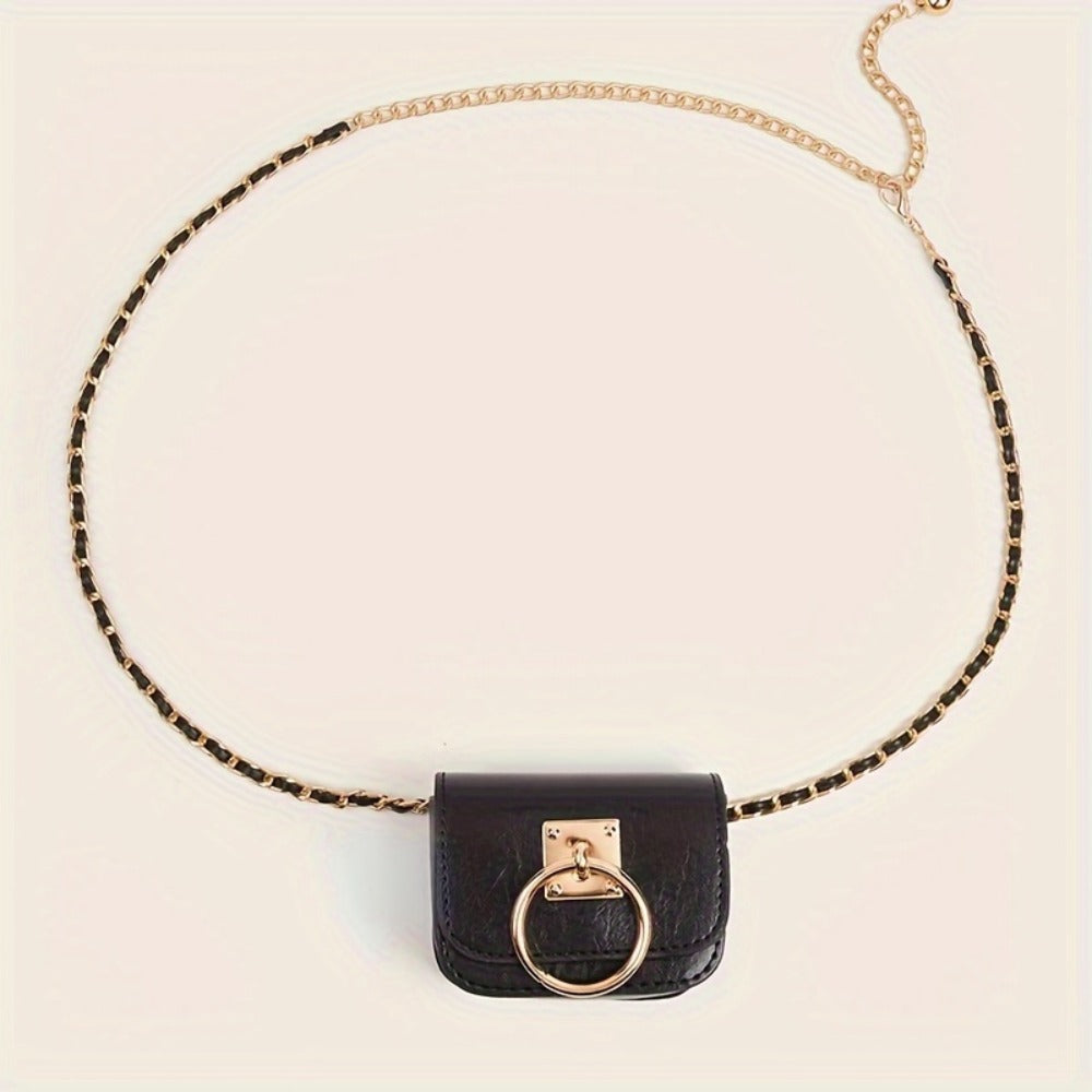 1pc Black Pu Lady Belt Bag Stylish Cross-body Belt Bag Belt Stylish Evening Clutch Mini Tote Bag Detachable, Versatile, Stylish and Simple Fit for a Thanksgiving Christmas Gift