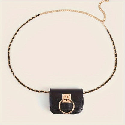 1pc Black Pu Lady Belt Bag Stylish Cross-body Belt Bag Belt Stylish Evening Clutch Mini Tote Bag Detachable, Versatile, Stylish and Simple Fit for a Thanksgiving Christmas Gift