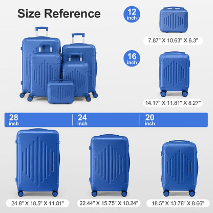 5/1pc Luggage Set with Corner Protectors, 12/16/20/24/28 Inch Hardshell Spinner Suitcases, TSA Lock, Lightweight Large Capacity Checked And Carry-On Baggage for Travel, Business And Vacation
