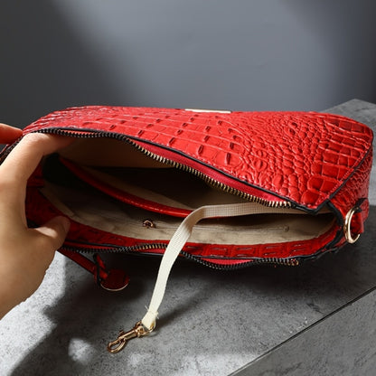 Crossbody Bag for Women – for Travel & Everyday Use, Crocodile Pattern Vintage Textured | Bag Vero – detail view 10