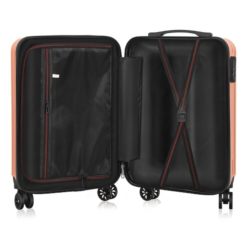 Two-Piece Luggage Set (20" And 14" Backpack) for Travel, Featuring Checked Suitcases That Are Lightweight And Portable, with Hard Sides And Spinner Wheels, Available in Rose Golden, Black, And Dark Blue