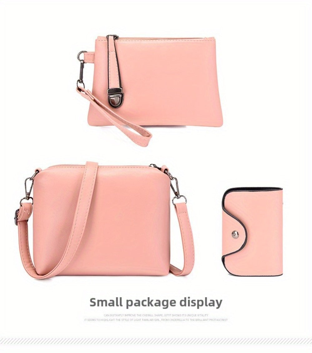 2026 4pcs Set PU Minimalist Style Women's Bag Set, Lightweight Women's Shoulder Bag, Large Capacity Women's Crossbody Bag Tote Bag with Cat Tassel Decoration, Suitable As A Gift, Game Day Bag, Football Fan Gear for All Fans