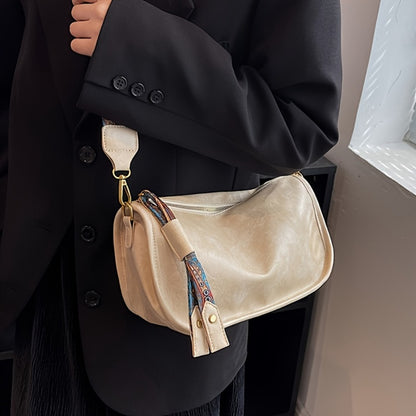Bohemia Graphic Pattern Zipper Crossbody Bag, Ethnic Style Stylish Shoulder Bag with Wide Strap, A Random Bear Pendant, Large Capacity Daily Purse for Best Birthday Gifts