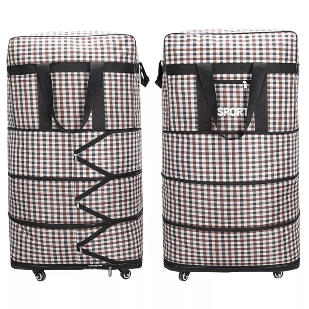 32'' Expandable Rolling Wheeled Duffle Bag Spinner Suitcase Foldable Luggage Expandable Black Blue Green Lattice