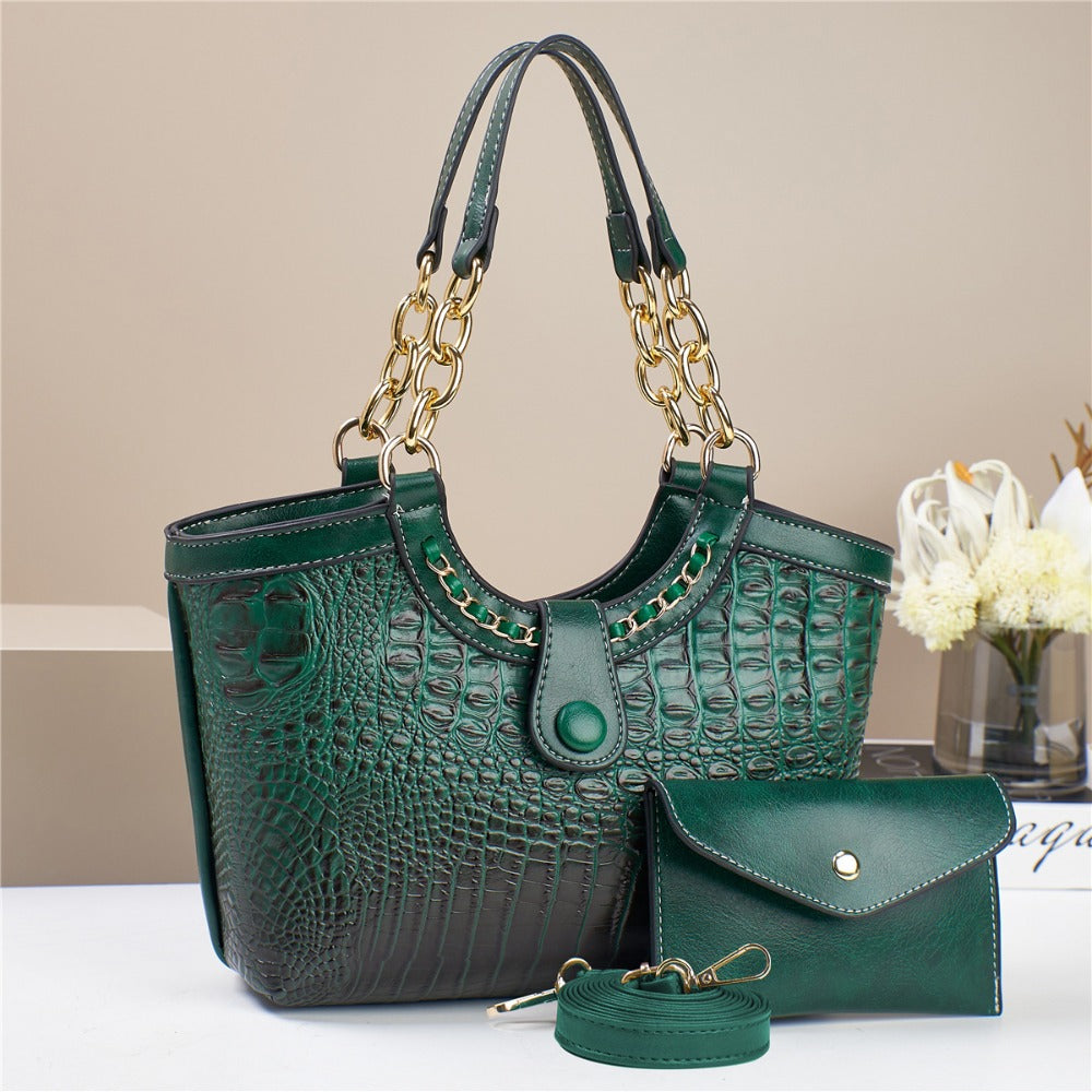 2pcs PU Crocodile Embossed Women'S Bag Set, Made of High-Quality Hardware And Materials, Suitable As a Shoulder Bag Or Crossbody Bag for Gifts