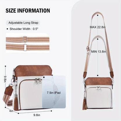 Soft Faux Leather Crossbody Bag for Women, Boho Chic Messenger Purse with Decorative Tassel, Shoulder Bag for Travel, Shopping And Weekend Adventures