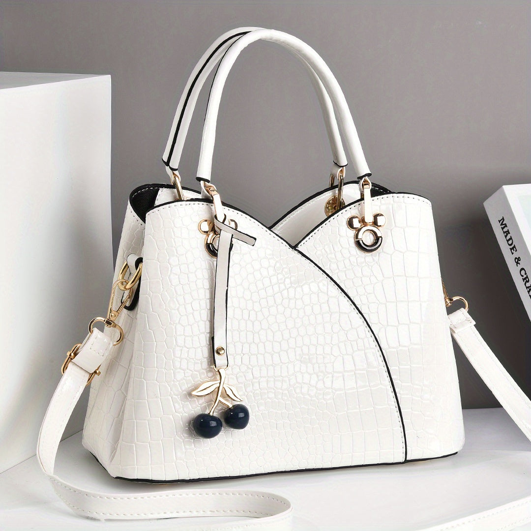 Crossbody Bag for Women – Faux Crocodile Texture Cherry Pendant | Bag Vero – detail view 33