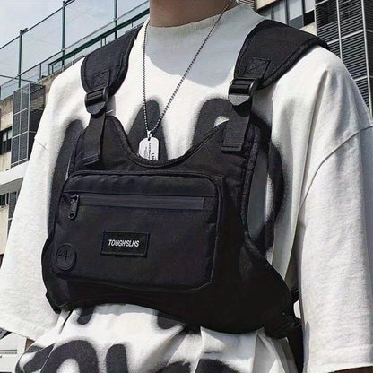 Fashion Men'S Chest Bag Set, Street Style Hip-Hop Style, Large Capacity Waist Bag, Unisex, Suitable for Travel, Shopping, And Small Item Storage