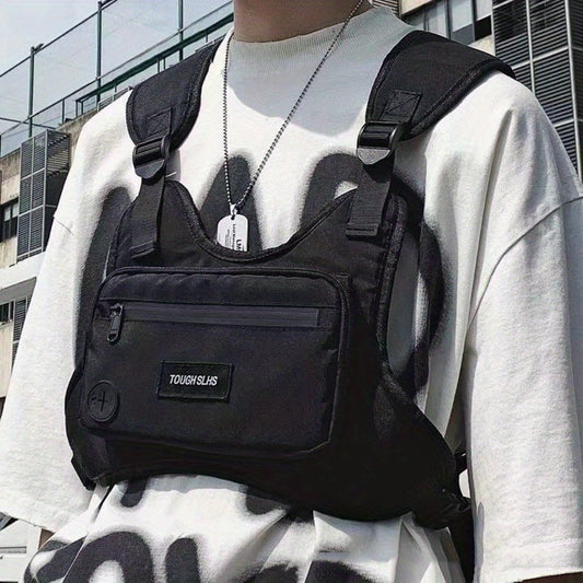 Fashion Men'S Chest Bag Set, Street Style Hip-Hop Style, Large Capacity Waist Bag, Unisex, Suitable for Travel, Shopping, And Small Item Storage