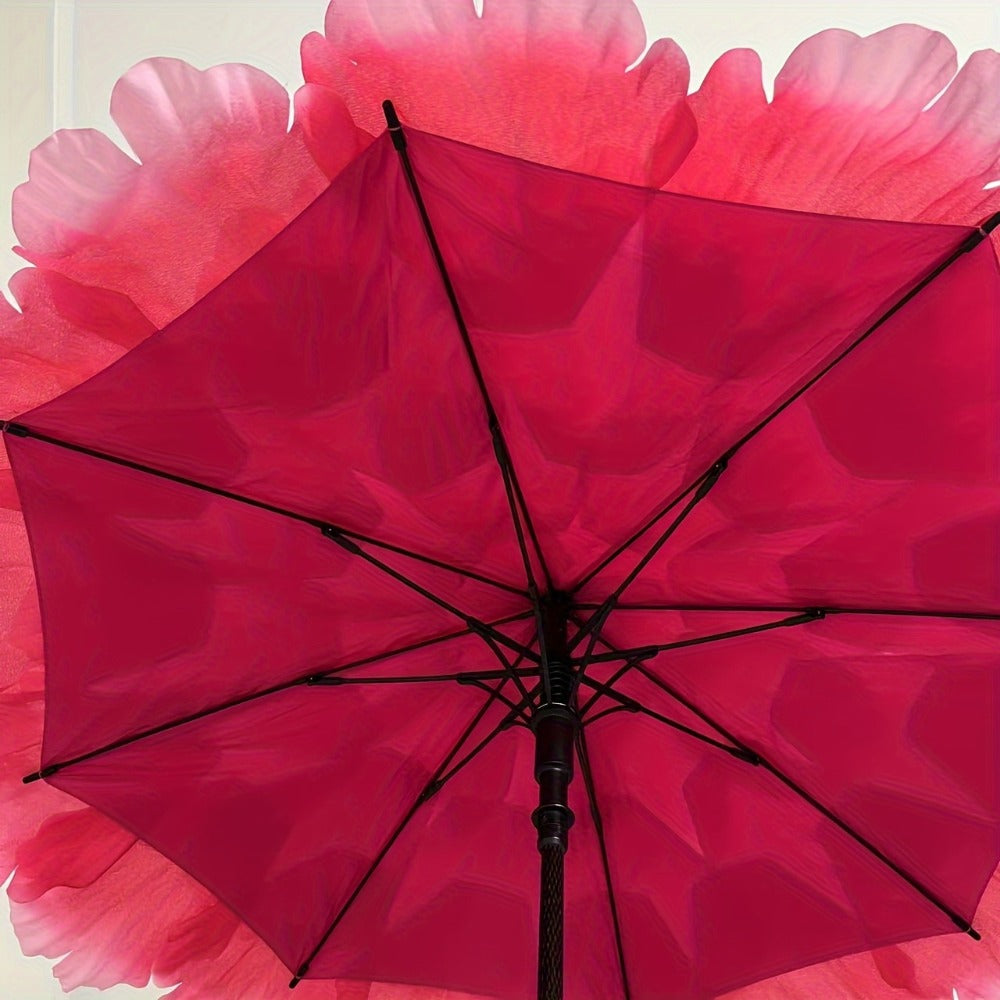 Manual Open/Close Vibrant Pink Peach Blossom Sun with UPF, 8-Rib Carbon Fiber Frame & Polyester Canopy - Portable Outdoor Shade Suitable for Travel, Camping, Parties & Decorative /Outdoor Parasol