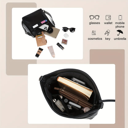 2025 New Fashion Large Capacity Retro Simple Solid Color PU Shoulder Bag Casual Daily Commuting Light Travel Practical Storage Ladies Single Shoulder Crossbody
