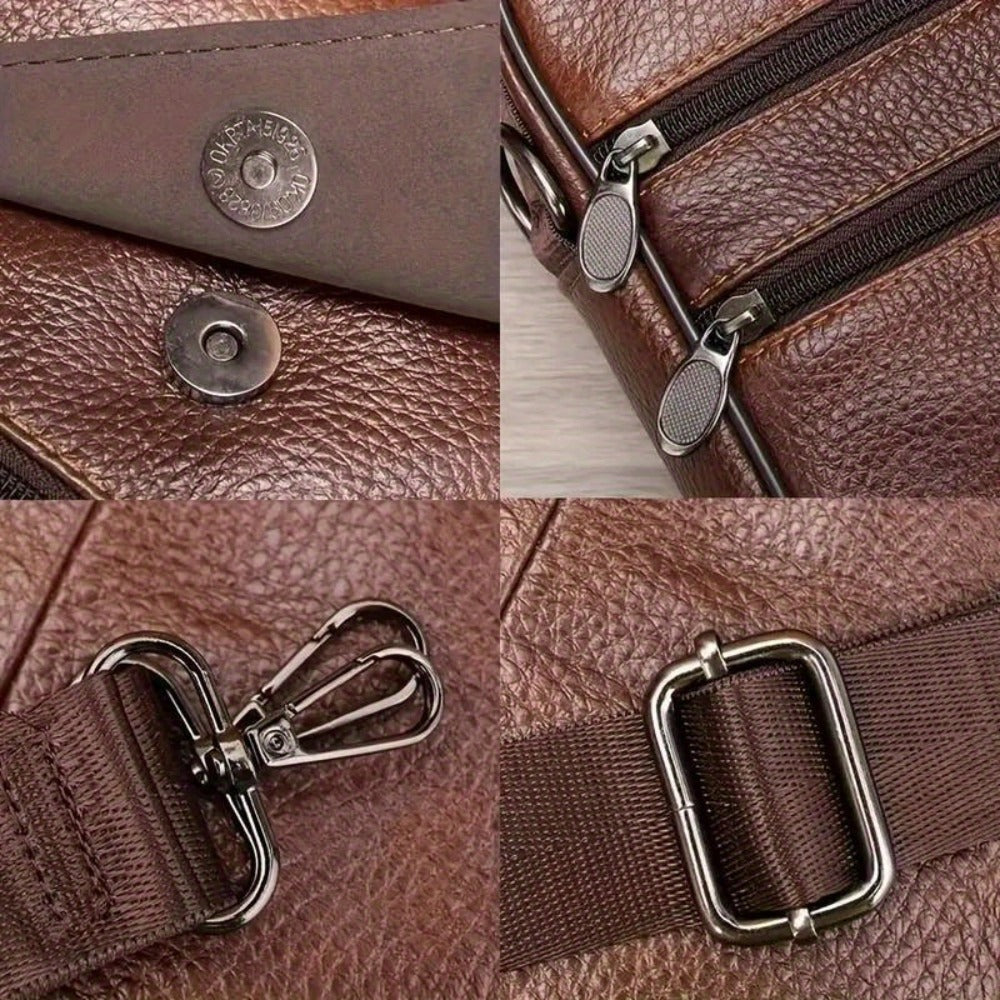 Genuine Leather Top Layer Cowhide Men's Business Crossbody Bag - Fashionable Shoulder Bag, Large Capacity Wallet - For Men - Suitable for Work & Travel - Perfect Gift for Business Professionals